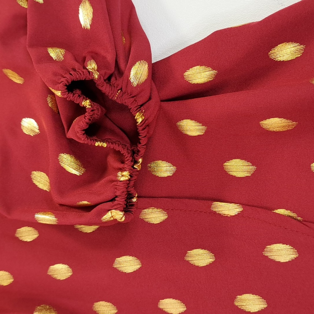 SHEIN Gold Dots Burgundy Red Tunic Size XL US 12 - Picture 8 of 15